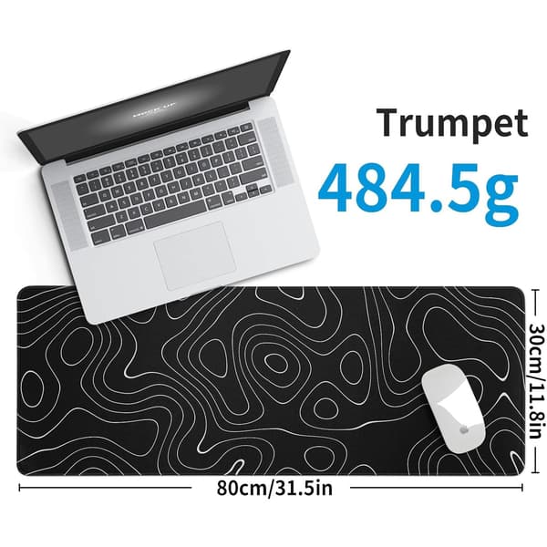 Stor Gaming Musematte Med Sydde Kanter - Utvidet XL Musematte For Tastatur - Sklisikker Base