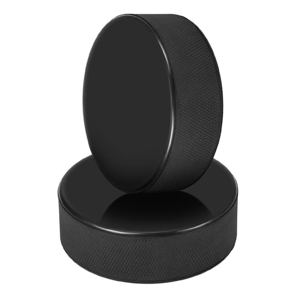2-pack ishockeypuckar - vulkaniserat gummi, 3\" diameter, 163g - precisa skott och passningar