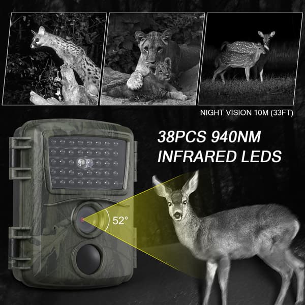 Mini 12MP 1080P Vildtkamera til Jagt og Dyrelivsobservation med IP54 Nattesyn