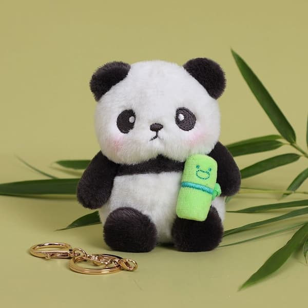 Bedårende Plys Panda Vedhæng Nøglering til Taskeophæng 4 Stk Sæt