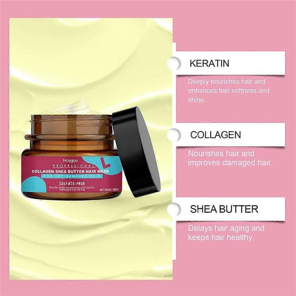 Keratin Hårmask - Reparerar och vårdar frissigt, torrt hår, återställer glans, Keratin Hårmask