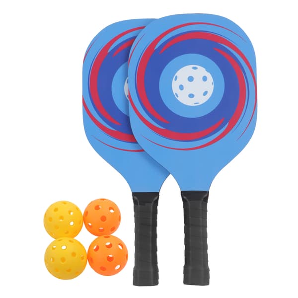 Letvægts 2-delt Pickleball-sæt i træ, blå, med 4 bolde og bæretaske