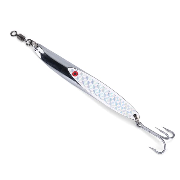 Metallskeddrag för basfiske med 3 vassa krokar, silver, 84g, för fiske