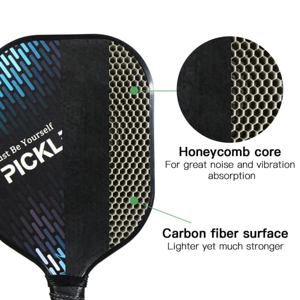 Pickleball Racket og Ballsett, Ultralett Karbonfiber, med Bag, 1 Racket, 2 Baller