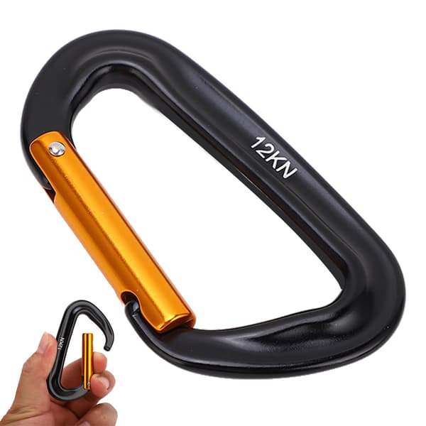 5 st karbinhakar i aluminiumlegering 12KN D-ring för camping, vandring, utomhus, svart guld