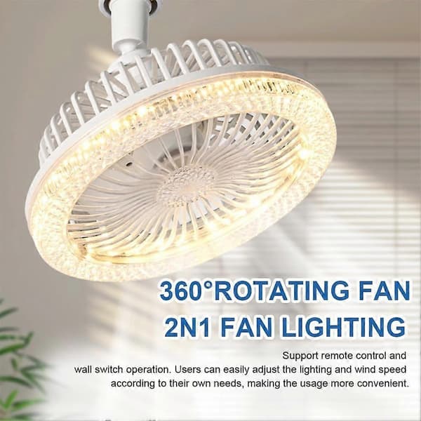 Smart loftventilator med fjernbetjening, LED-belysning og E27-fatning.