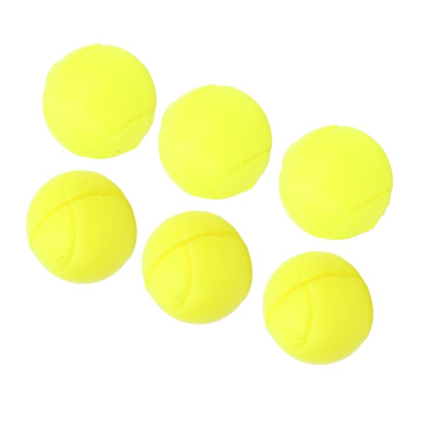 6 silikonvibrasjonsdempere for tennisracketer, ballform, fluorescerende gul