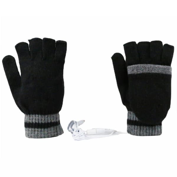 USB-oppvarmede hansker for vinter, varme hender, halvfinger, fullt vaskbare, unisex