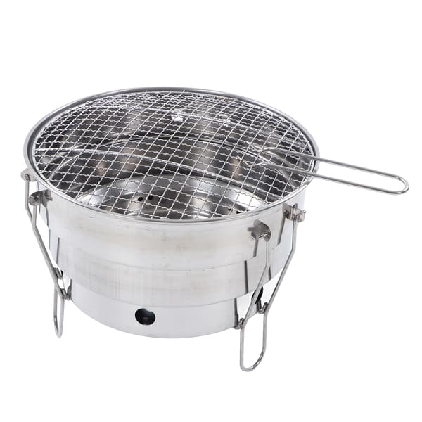 Bärbar kolgrill i rostfritt stål för camping och picknick