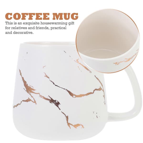 Marmorerad kaffemugg Keramisk kopp för att dricka 1 set med sked vit