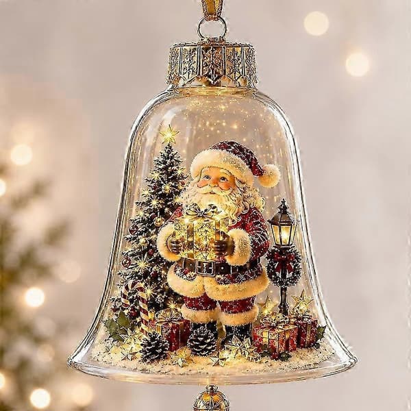 LightUp Klokkeformet Julefortellingpynt, Mini Ferie Scene med Varme LED-lys, Sjarmerende Ha...