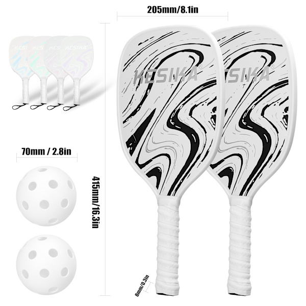 Pickleball-set med 2 racketar, 4 bollar och förvaringsväska
