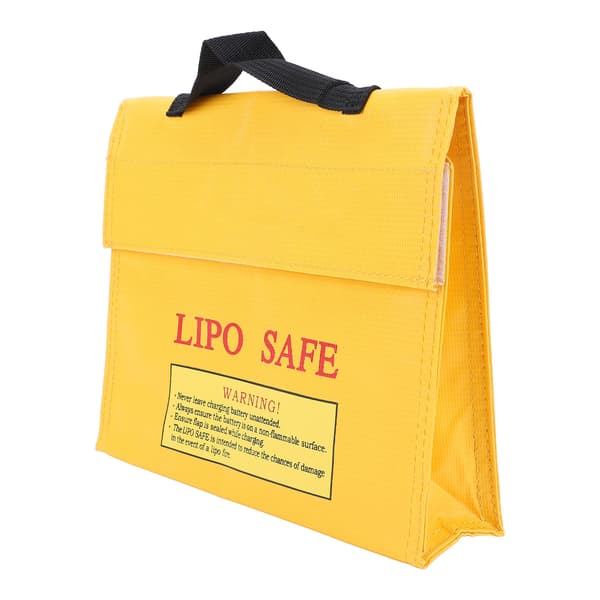 Brann- og eksplosjonssikkert LiPo-batterietui med borrelåslukking.