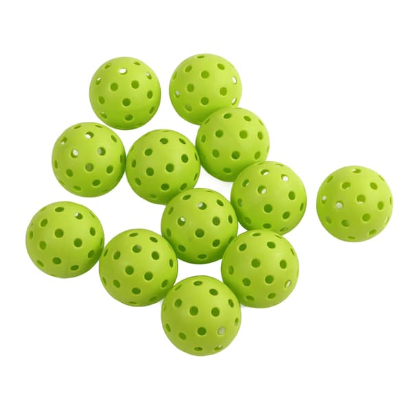12 st PE Pickleballbollar 74 mm 40 hål Hög elasticitet Utomhus Grön