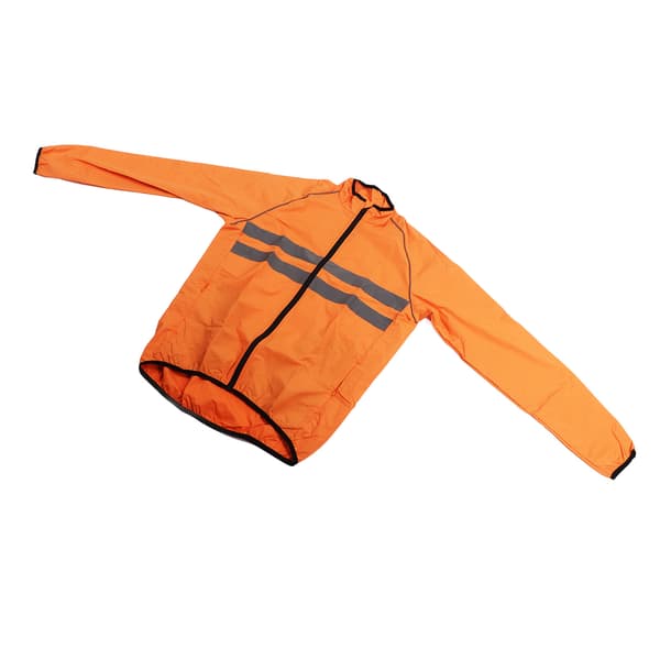 Orange polyester cykeljacka, andningsbar, vattentät, vindtät, reflekterande, storlek M