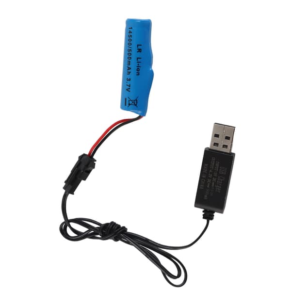 3,7 V 500 mAh Li-ion-akku Flytec V005 RC-veneeseen USB-latauskaapelilla
