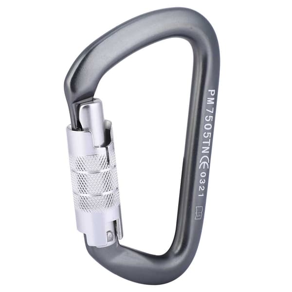 D-tyypin Master Lock ilmailualumiininen karabiini kiipeilyyn, raskas 26KN, musta