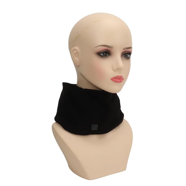 USB-oppvarmet skjerf, slitesterk polyester, varmt halsskjerf for utendørs vinterbruk, svart