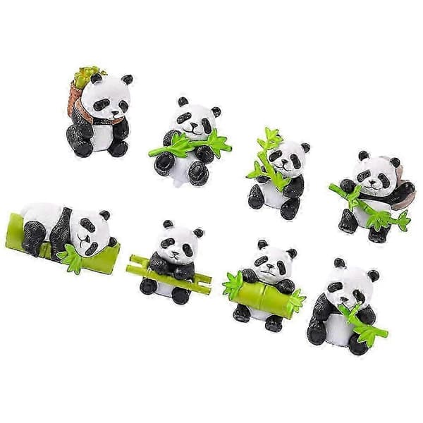 Dekorative Pandafigurer i Harpiks, DIY-håndværk, 8-pak
