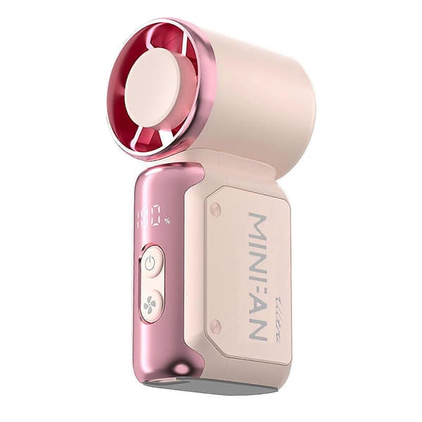 Bærbar vifte med lang batterilevetid og USB-C hurtigladekompatibilitet (rosa)