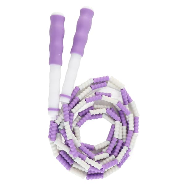 Justerbart segmentert hoppetau, flokefri, med perler, fleksibel PP-plast, for barn, lilla