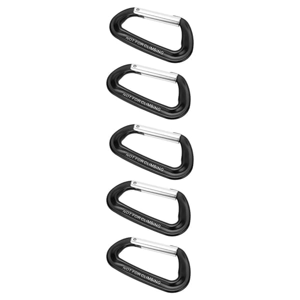 5 stk. karabinhager i aluminiumslegering 12KN D-ringclips til camping, vandreture, udendørs - sort