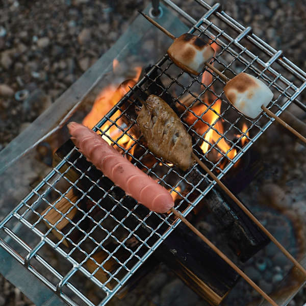 Grill i rustfrit stål til udendørs grillning, camping og picnics