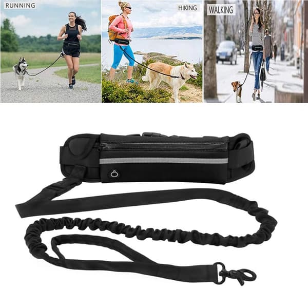 Håndfrit hundesele med reflekterende lynlåspose til udendørs løb og gåture.