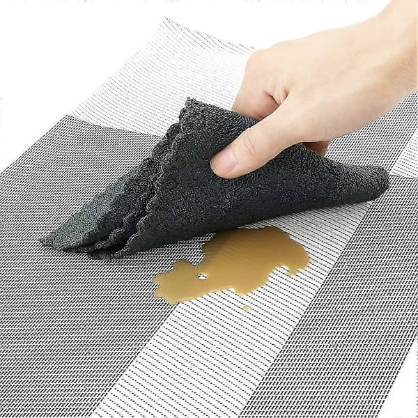 Sett med 8 varmebestandige vinyl-spisebrikker 45cm*30cm, hvite striper