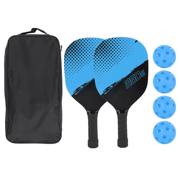 Lättviktigt Pickleballracketset med Svettresistent Grepp, 4 Bollar och Blå Bärväska