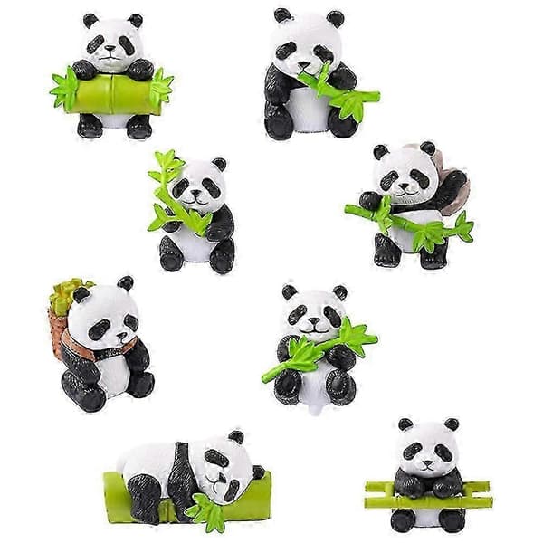 Dekorative Pandafigurer i Harpiks, DIY-håndværk, 8-pak