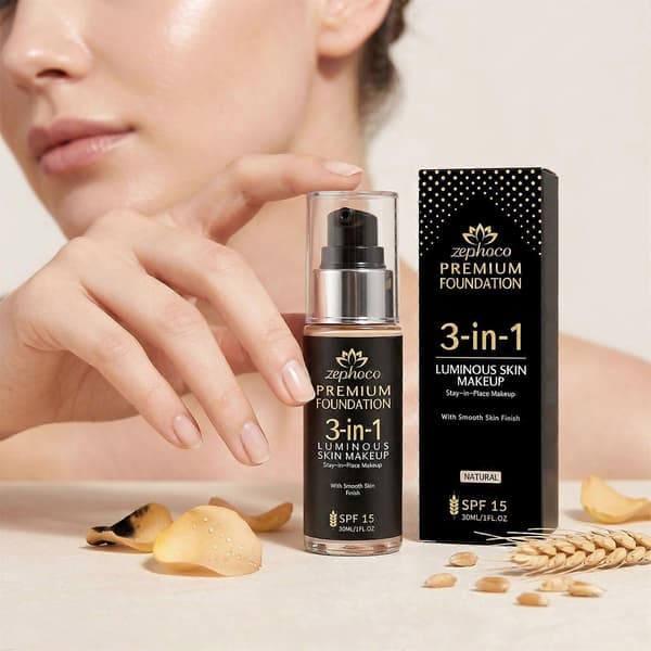 3-i-1 langvarig foundation, naturlig og lett basissminke (30 ml)