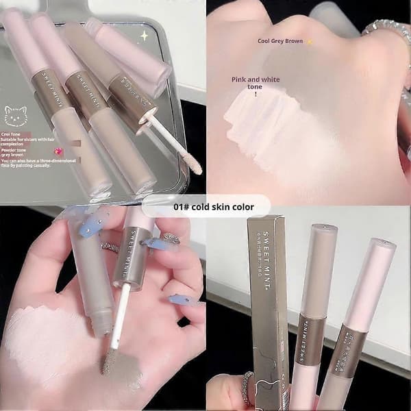 Dubbelsidig highlighting-/contouring-stick, matt finish, 3D-highlightingeffekt