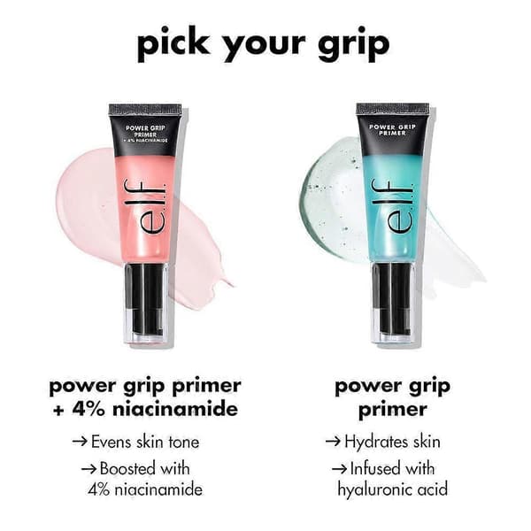 elf Power Grip Primer, en fugtgivende gel makeupbase for optimalt hold.