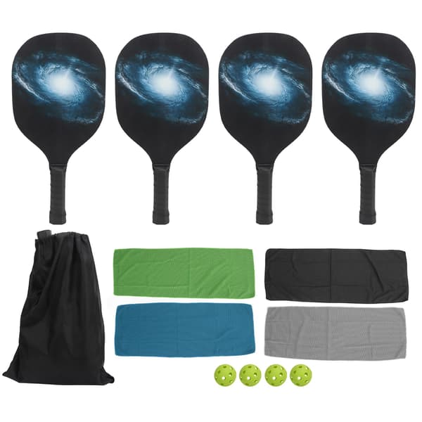 Pickleball-set med 4 racketar, 4 bollar, 4 handdukar och förvaringsväska