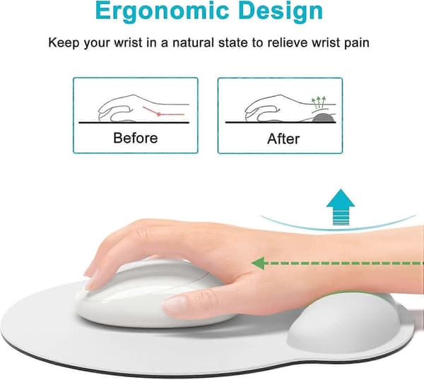 Ergonomisk musemåtte med håndledsstøtte, musemåtter i hukommelsesskum til trådløs mus,