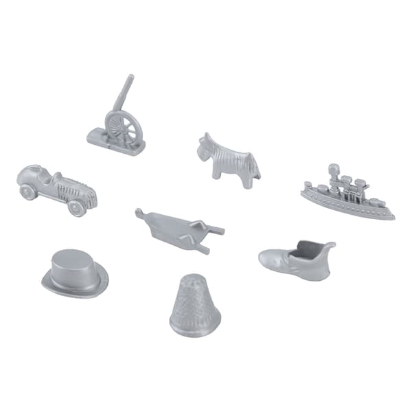 Plastbrädspelsbitar med tärningar, tillbehör, kanon, bil, skepp, hatt, reservdelar