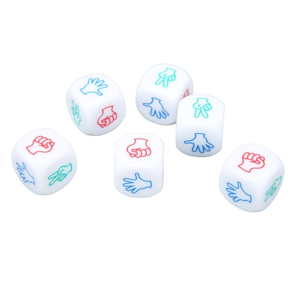 Set med 12 vita 20 mm 6-sidiga speltärningar med rundade kanter