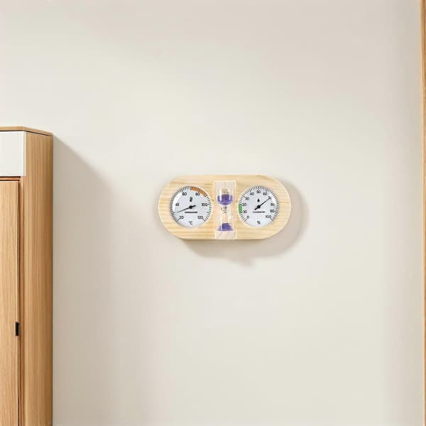 Saunarumstermometer og Hygrometer - Præcis Sauna Timeglas Timer med Dobbelte Skiver - 15-minutters Nedtælling til Indendørs Saunaer