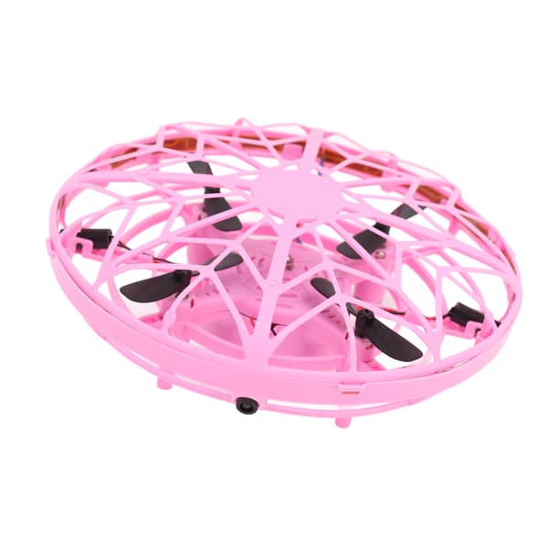 Mini UFO-drone med bevegelsessensor og LED-lys, rosa flygende leketøy for barn