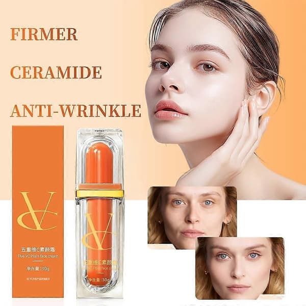 Fem ansiktskrämer med C-vitamin, multi-effekt naturlig makeupbas med C-vitamin