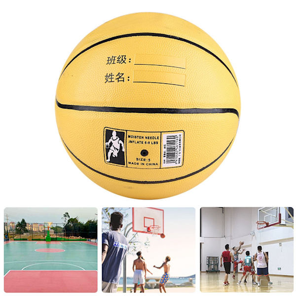Cool läderbasketboll, hög elasticitet, slitstark, gul