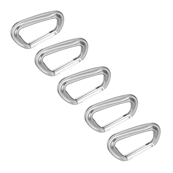 5 st D-ring klätterkarbinhakar 12KN aluminiumlegering A7075 för camping, vandring, utomhus, grå