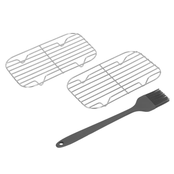 2 stk. grillrist i rustfrit stål med silikonebørste, bærbar til campinggrill