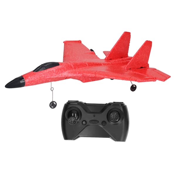 RC fjärrkontroll segelflygplan med 2 EPP-motorer, fallsäkert, LED-ljus, 3 batterier, rött