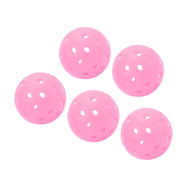 5 lysande pickleballbollar, 40 hål, 74 mm PE, för utomhusplan, rosa