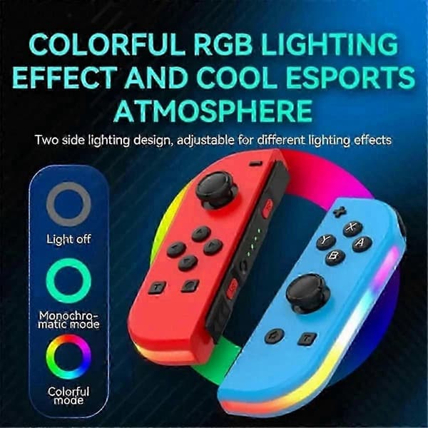 Switch Joycon venstre og højre spilcontrollere med farverige RGB-lyseffekter, wake-up 5.2 Bluetooth vibration og bevægelsessensor. injection