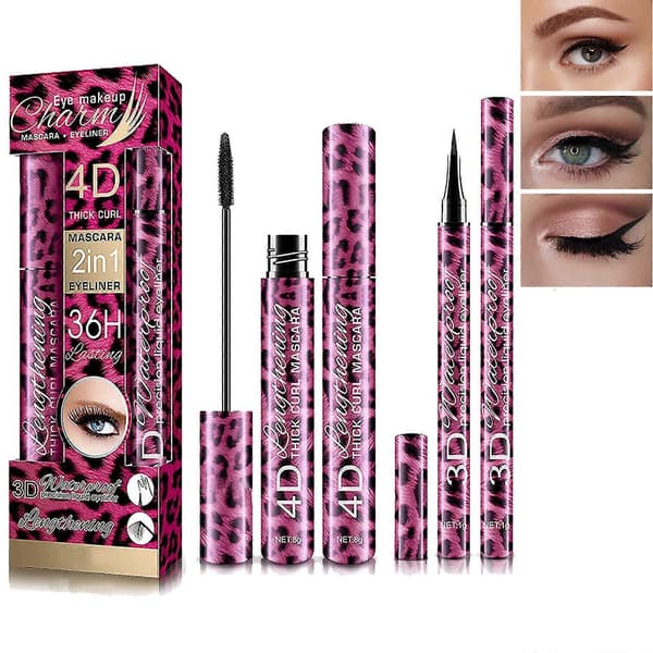 4D mascara sæt, et mascara- og eyeliner-sæt, eyelineren har en præcis filtspids.