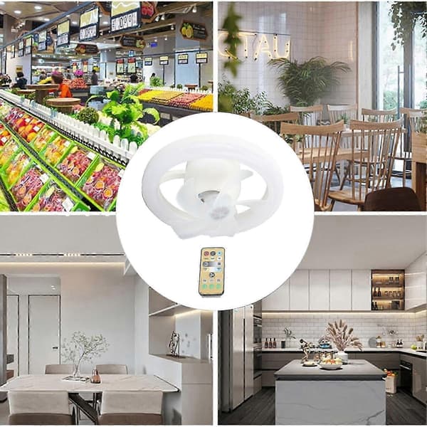 LED-loftventilatoren har en timerfunktion og giver mulighed for fjernjustering af ventilatorhastighed og belysning.
