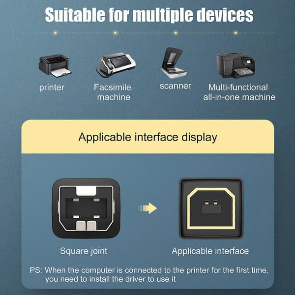 pålideligt USB 2.0 til USB B printerkabel til printere, scannere og MIDI-keyboards.